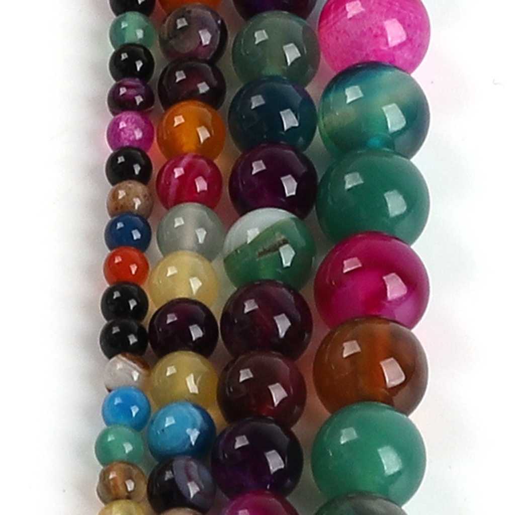 38-95 Pcs 4 6 8 10 Mm Glossy Warna-warni Garis Manik-manik Batu untuk DIY Membuat Perhiasan Temuan Kalung Gelang Anting-Anting