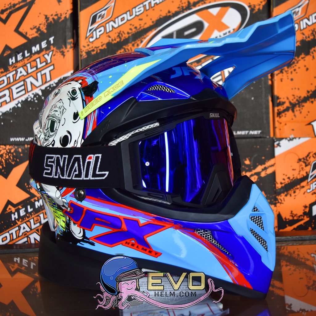 JPX CROSS_SERI X21 - PEPSI BLUE GLOSS + GOOGLE SNAIL (ONGKIR 2 KG) HELM JPX X21 ORIGINAL HLEM JPX ASTRONOT HELM JPX TERBARU