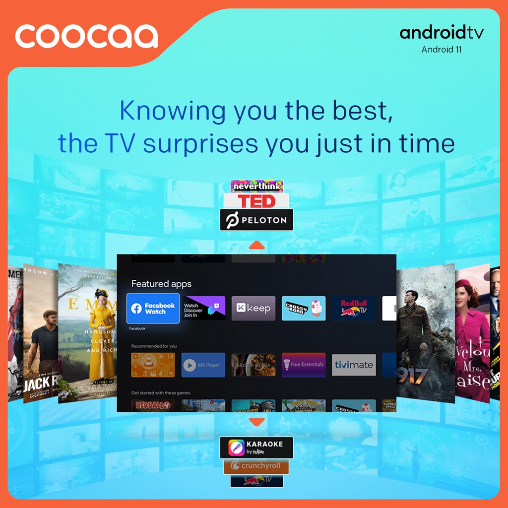 COOCAA 43 inch Smart TV - Digital TV - Android 11 - Netflix/Youtube - Google Assistant - Dolby Audio - Mirroring - Flicker Free - Boundless - HDR 10 - WIFI - USB/LAN(COOCAA 43S7G)