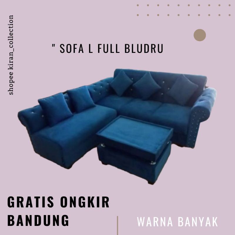 sofa l putus minimalis bludru gratis ongkir bandung