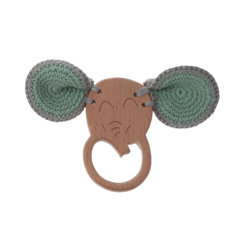 Mary 1PC Mainan Rattle Teether Bahan Kayu Beech BPA Free Untuk Bayi