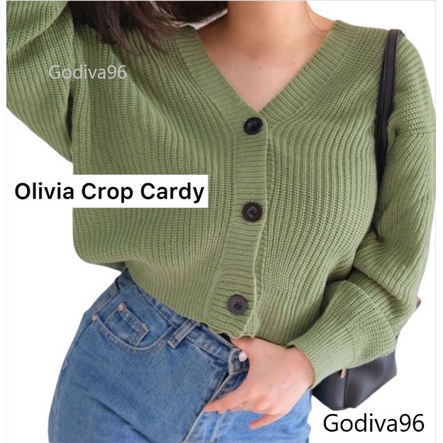Godiva96 - OLIVIA CARDY CROP / EIREEN CROP CARDiGAN / KARDIGAN RAJUT BALONE KANCING BATOK WANITA