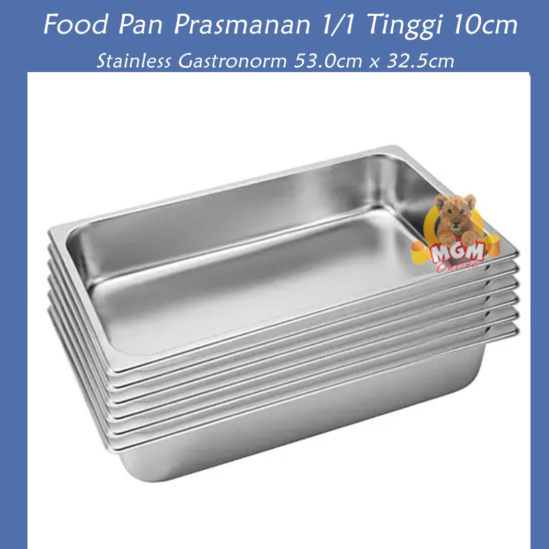 Food pan prasmanan Stainless ukuran 1/1 tinggi 10CM / Wadah Stainless