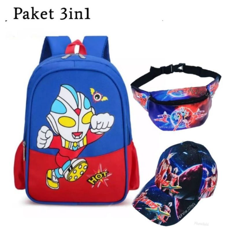 PAKET HEMAT 3IN1 TAS RANSEL ANAK LAKI-LAKI | TAS RANSEL SEKOLAH TK/SD KARAKTER SUPERHERO