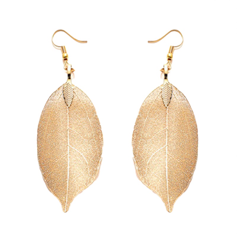 Anting Panjang Bentuk Daun Besar Gaya Bohemian Untuk Wanita