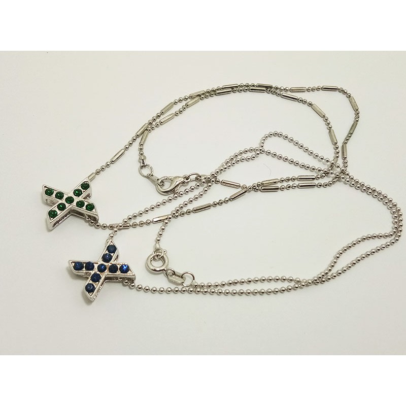 VeE Kalung Liontin Huruf Abjad X Kristal Swarovski warna
