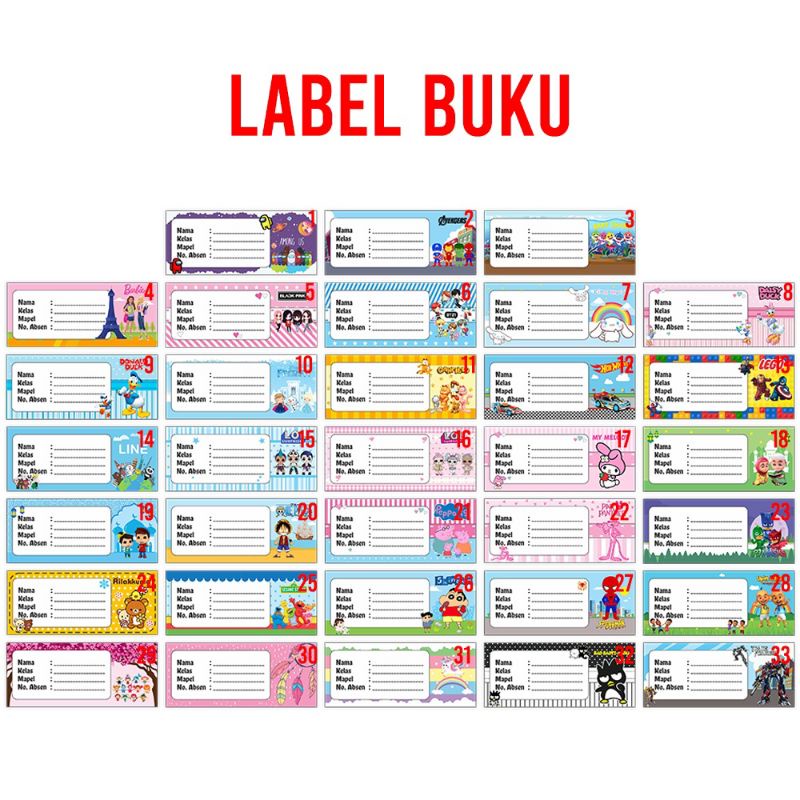 

Label Book Sticker Nama Buku Jadwal Pelajaran Sekolah Anak