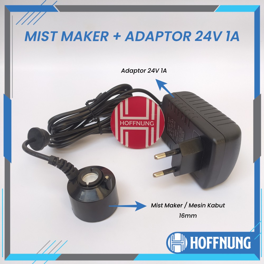 Mist Maker Ultrasonic + Adaptor 24V 1A Mesin Kabut Mistmaker Plastik Fogger Mistmaker Aquarium