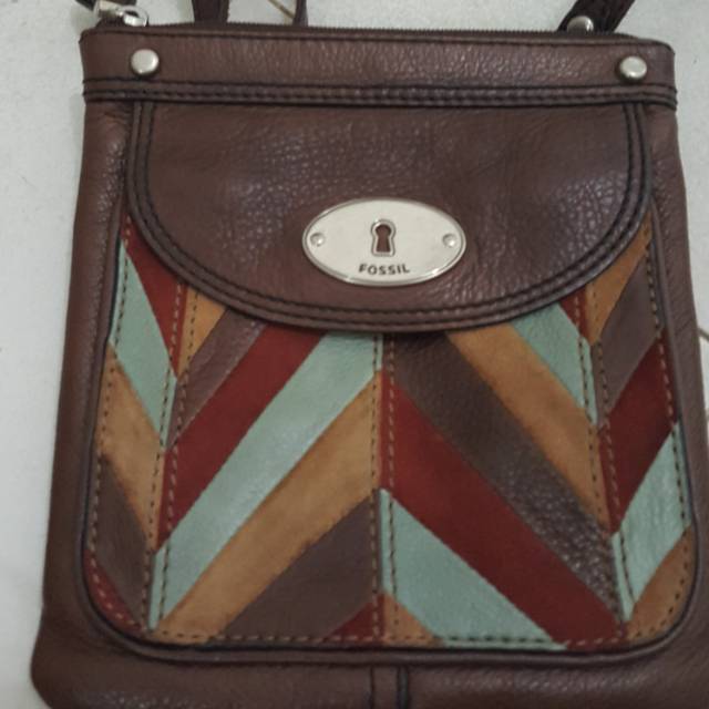 REPRICE...Preloved Mini chevron maddox sling bag fossil...rare ya
