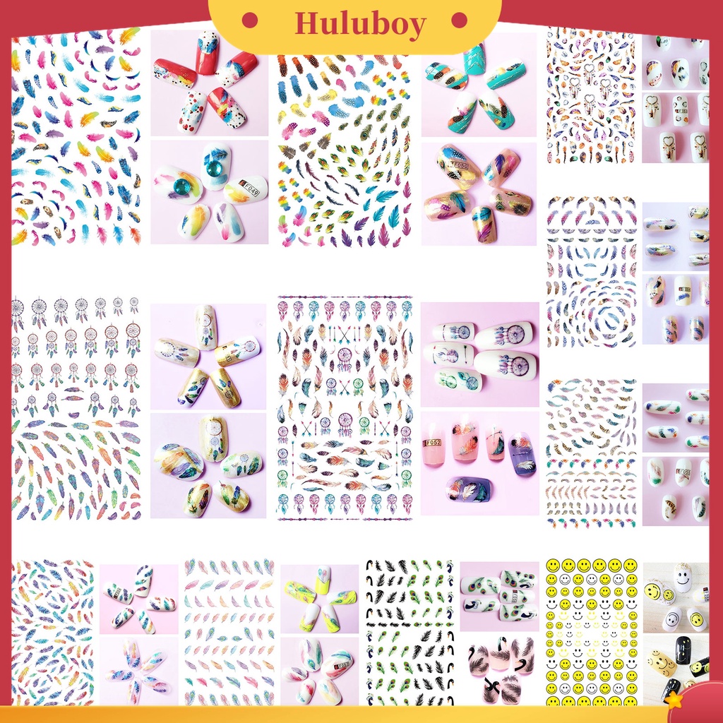Huluboy Huluboy♡ Stiker Kertas Motif Bulu Dream Catcher Untuk Dekorasi Nail Art