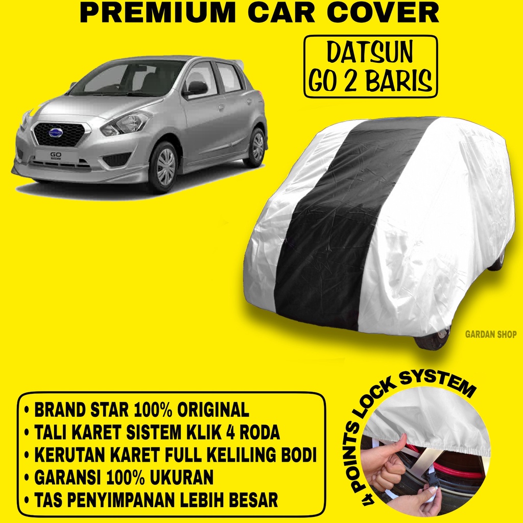 Body Cover DATSUN GO 2 BARIS SILVER HITAM Penutup Bodi Mobil Datsun Go 2 Baris Waterproof PREMIUM