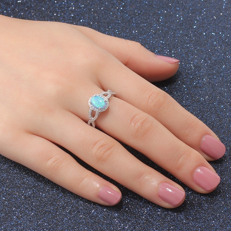 European and American fashion artificial opal round gemstone ring