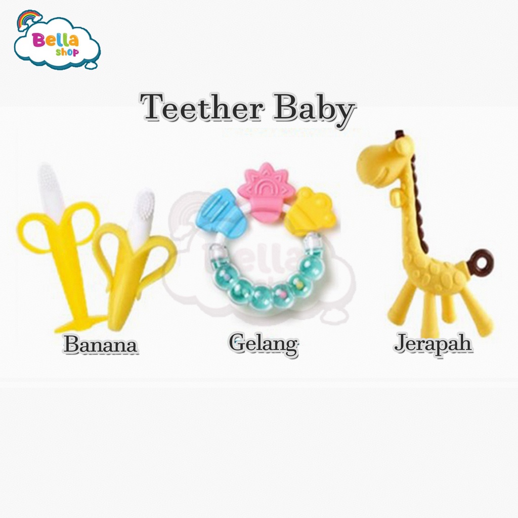 Teether Bayi MURAH Kerincingan Bulat/Mainan Gigitan Bayi/Teether Banana/Teether Jerapah - BELLA SHOP