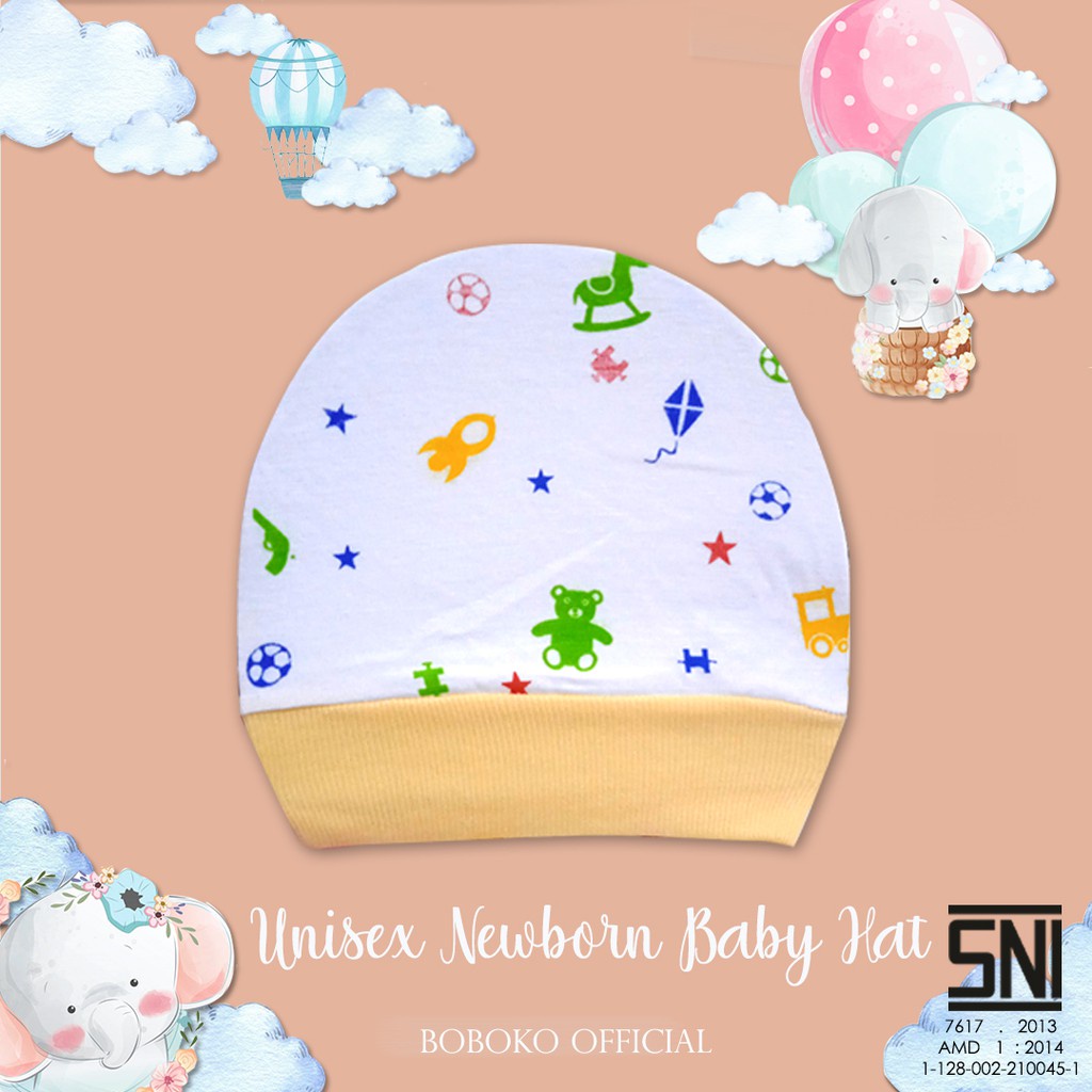 BOBOKO Topi Bayi Newborn Unisex 0-3 bulan