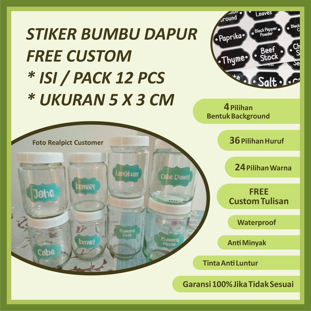 

Stiker Bumbu Dapur FREE CUSTOM Waterproof