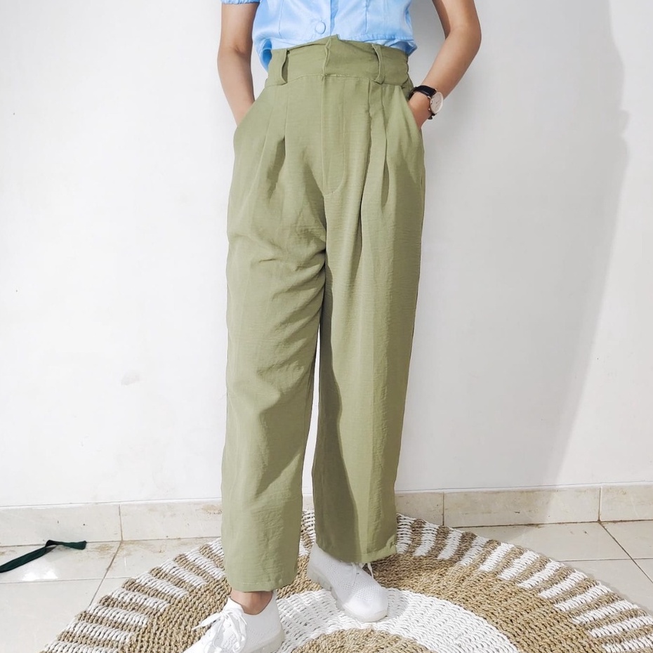 CRINKLE LOOSE PANTS/KULOT HIGHTWAIST/BAHAN CRINKLE/KULOT WANITA/KULOT