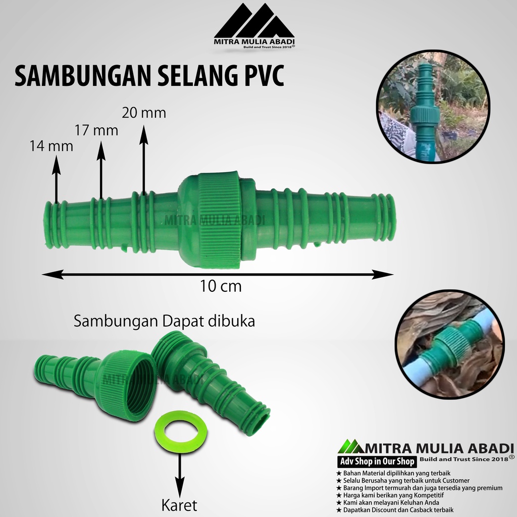 Sambungan Selang Air Bahan PVC | Sambungan Antar Selang Drat 1/2&quot; 5/8&quot; 3/4&quot;