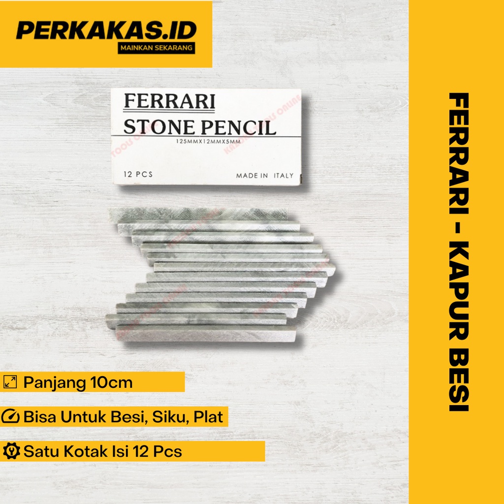 Kapur Besi Ferrari Putih Stone Pencil Isi 12 Pcs