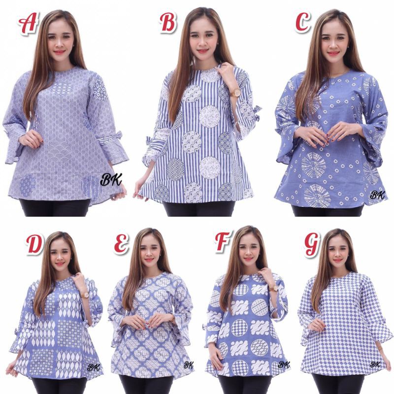 Blus Batik Atasan Wanita Baju Kerja Kantor Simple Seragaman Real Pict