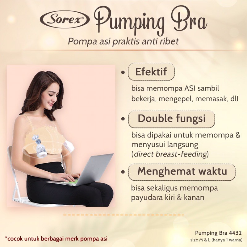 SOREX Hands Free PUMPING BRA 4432 BH Menyusui Handsfree untuk Pompa Asi / Breastpump semua Jenis