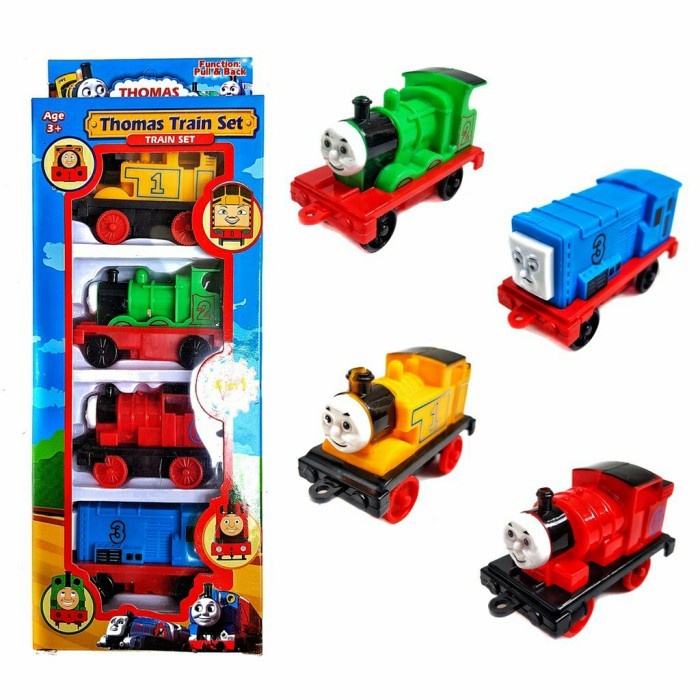 Mainan Thomas Train Set Mini Isi 4 pcs Mekanisme Pullback