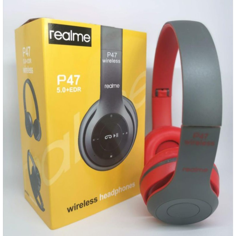 Headphone Bluetooth P47 Realme Wireless headphone earphone earpod headset handsfree music gaming