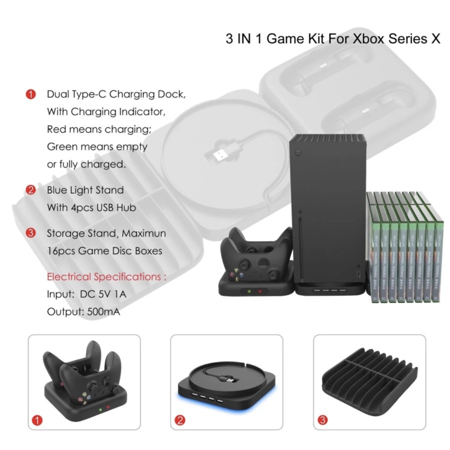 KJH 3 IN 1 MULTIFUNCTION STORAGE STAND FOR XBOX SERIES S/X  KJH-XSX-008