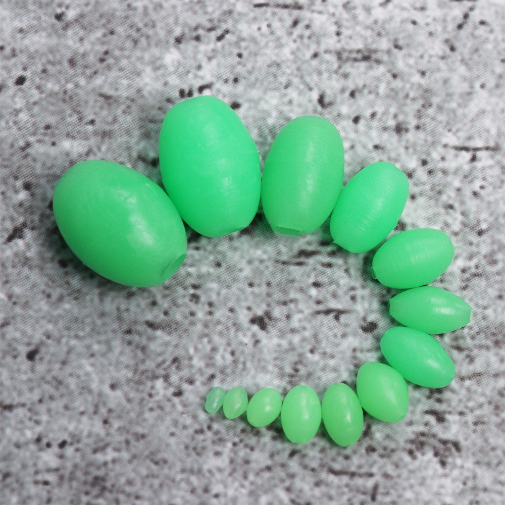 REBUY Fishing Tackles Fishing Beads Fishing Tools Glowing Sink Beads Fishing Luminous Balls Oval Plastic Fishing Lure Fishing Accessories Green Treble Hook Fishing Floats