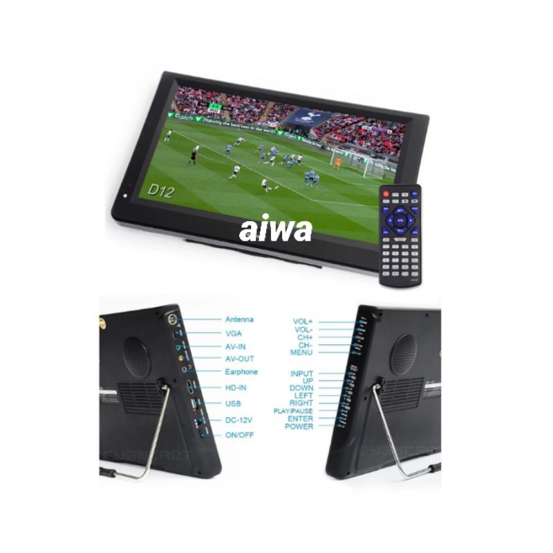 aiwa portable tv digital analog full hd mobil video player media 14 inch dvb-t2 dvb-t HDMI mini vga