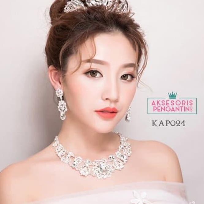 Beauty Kalung Anting Crystal Pesta Pengantin | Perhiasan Pesta- Kap  024