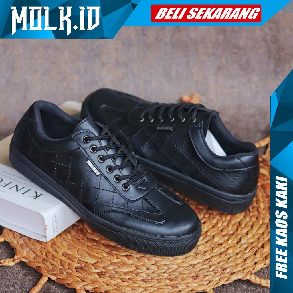 MOLK|Sepatu Casual Sneaker Pria Original Simple Trendy Sepatu Hitam Kerja Kantor Cowok Kuliah Main Gaya Santai Jalan Laki Laki