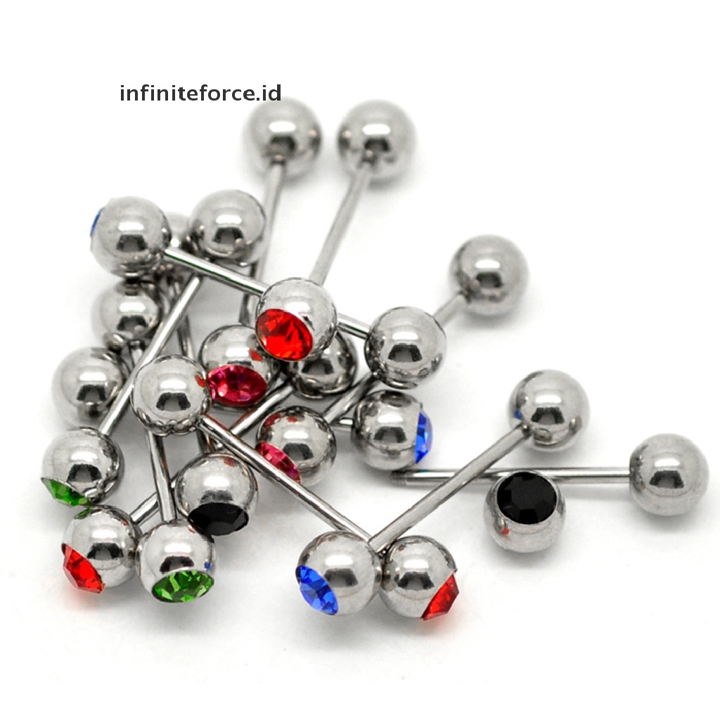 5pcs / Set Cincin Tindik Lidah Bentuk Barbell Bahan Stainless Steel