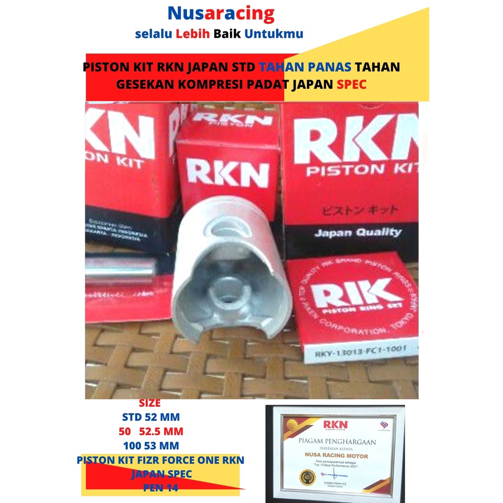 PISTON KIT YAMAHA FIZR STD 50 100 150 200 RKN JAPAN KUALITAS DIATAS FIM DAN NPR-200