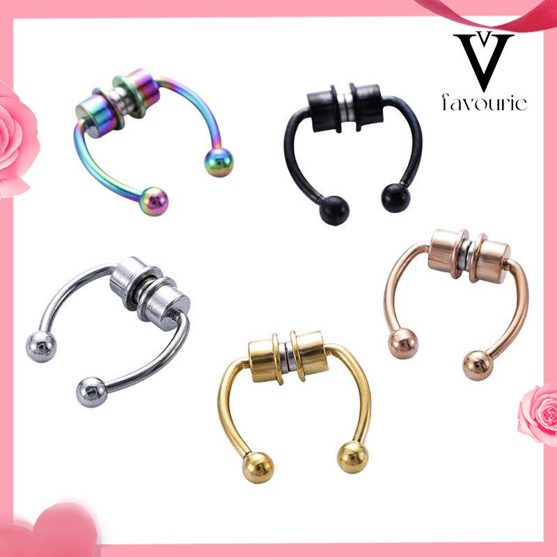 [COD]Stainless Steel Magnet Cincin Hidung Palsu Bentuk Horseshoe Baja Titanium Non Pierced Nose Studs-FA