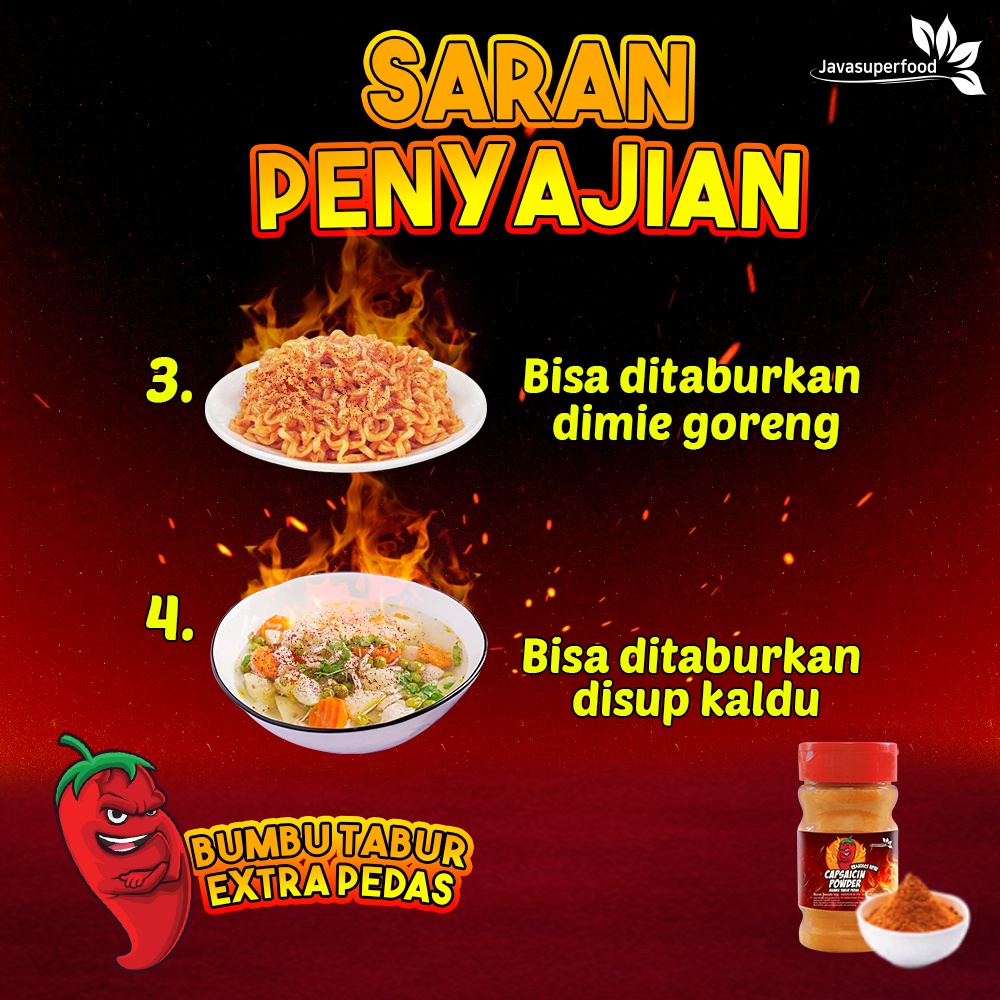 Bubuk Cabe Super Pedas / Bubuk Cabe Pedas / Cabe Bubuk / Bubuk Cabai Kering / CAPSAICIN 50G BOTOL