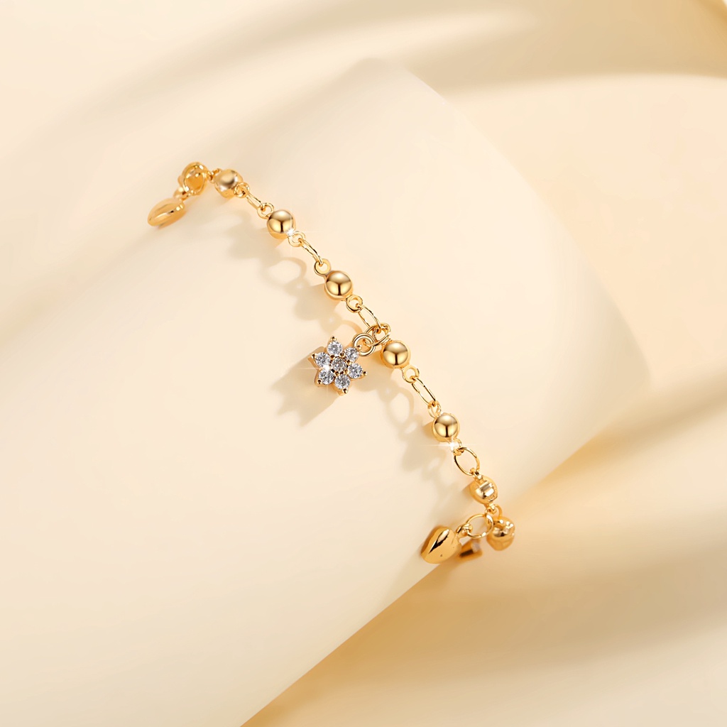 Y566 [COD✔]Gelang Kristal Liontin Bentuk Hati Bahan Titanium Steel Lapis Emas Untuk Wanita