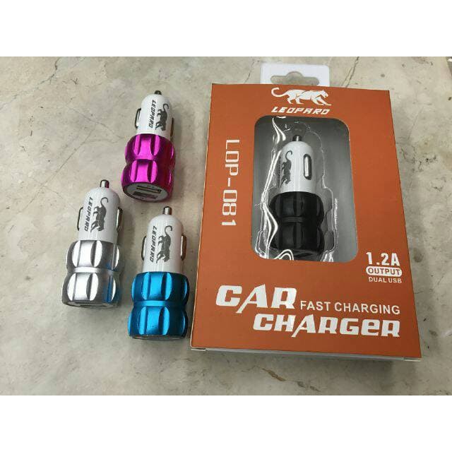 Batok Kepala Saver Leopard 082 Car Charger 2Port USB Charger Mobil