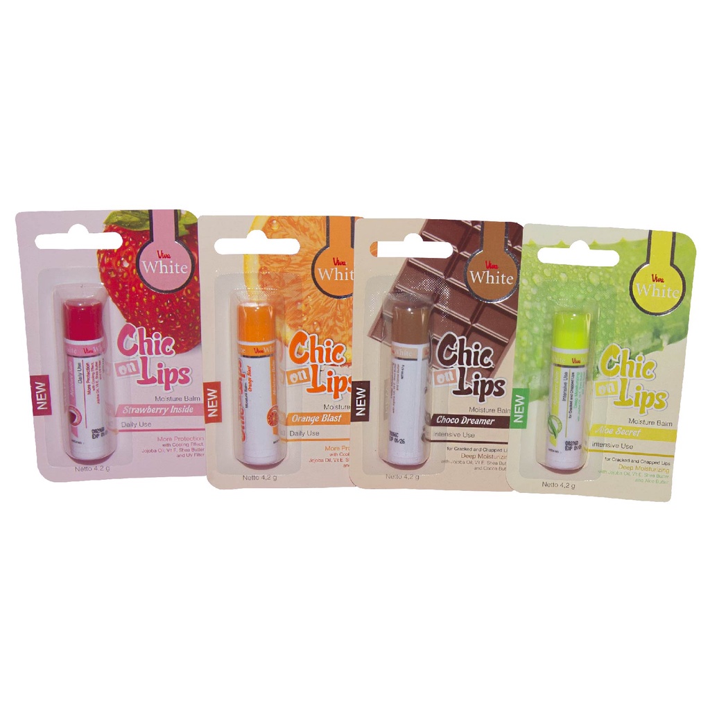 `ღ´ PHINKL `ღ´ Chic on Lips Viva lipbalm lipgloss pelembab bibir rasa buah (strawberry , coklat , aloe vera , orange )