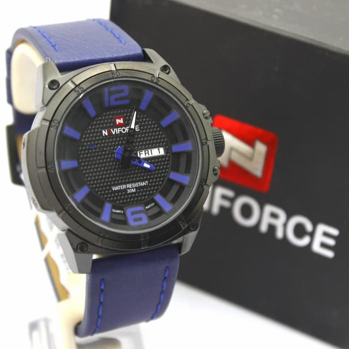 Jam Tangan Pria / Cowok Naviforce Nf9066M Original Leather Blue