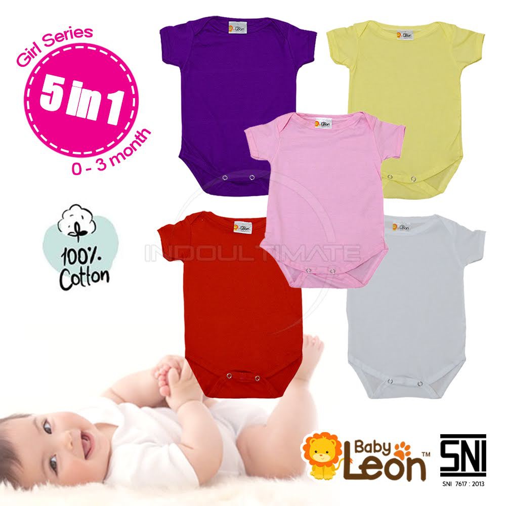 BABY LEON Baju Bayi Jumsuit 5pcs BC-01 Newborn / baju set bayi newborn / kaos bayi