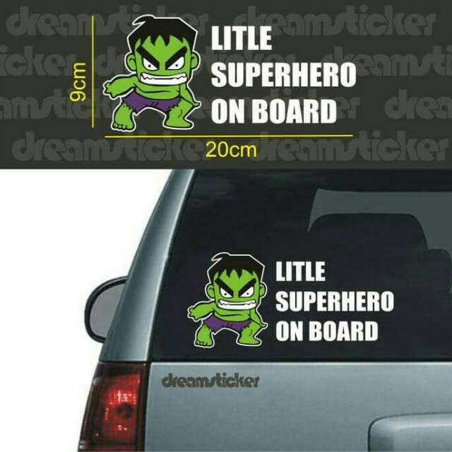 

Sticker Stiker Hulk Little Superhero on Board