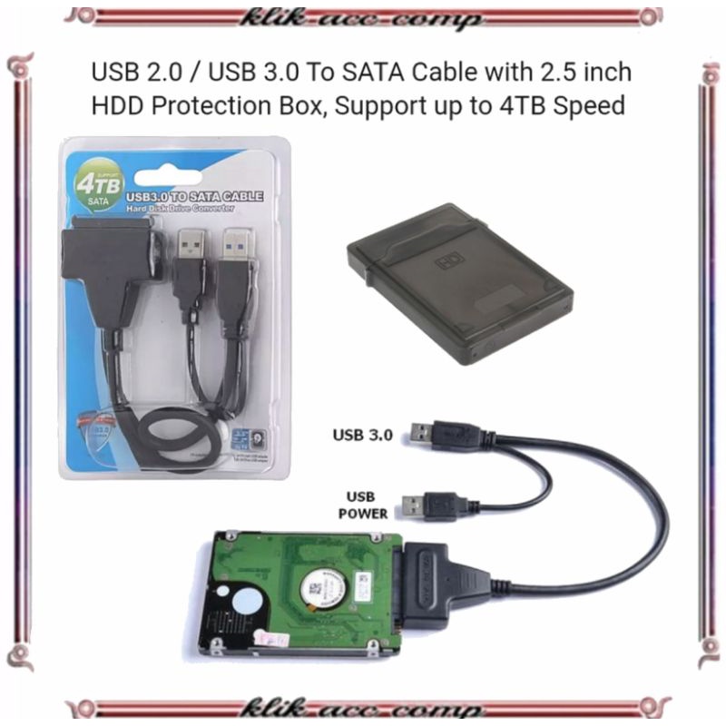 Kabel SATA to USB 3.0 HDD SSD 2.5 Inch Adapter Eksternal Laptop Cable A