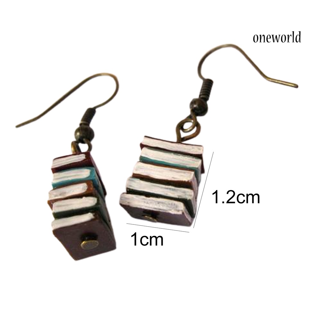 OW# Ear Hook Exquisite Books Shape Multicolor Book Stack Women Earrings Dangle for Daily Life