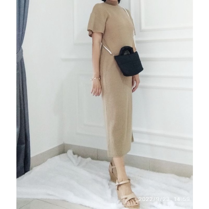 dress rajut, long dress rajut ala korea