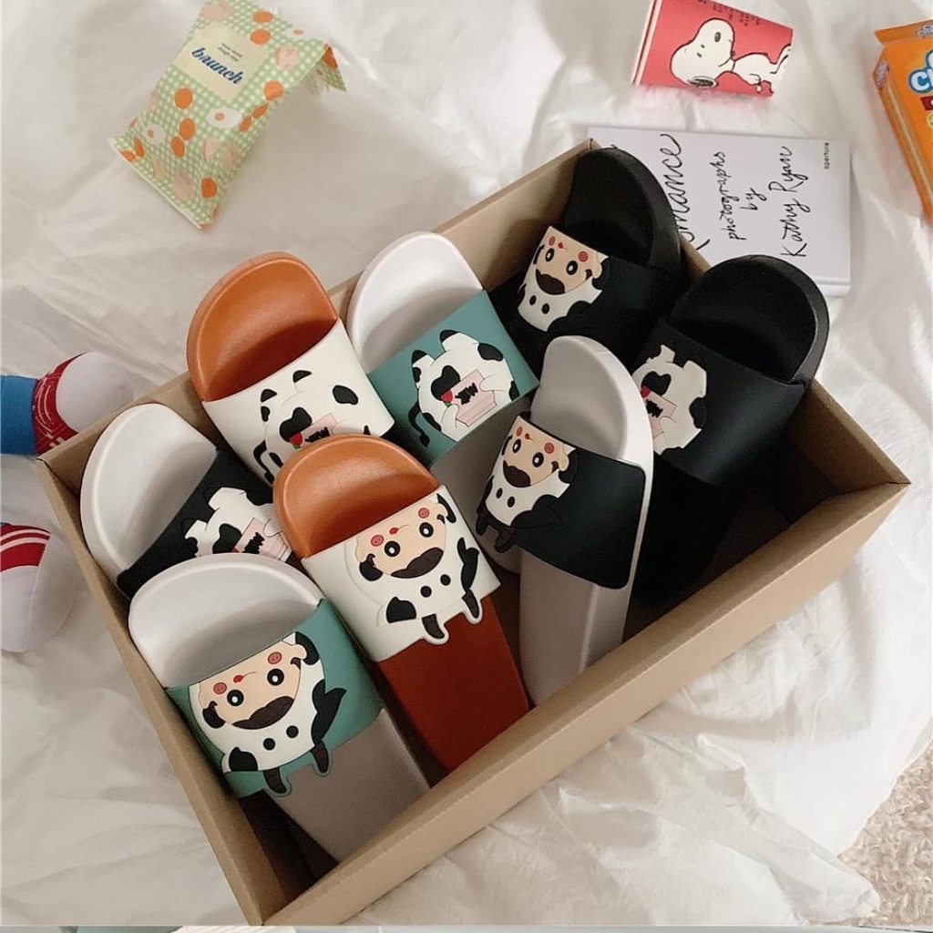 PROMO 11.11 Sandal Slide Karet Wanita Karakter Baby Sapi/Cow 37-40