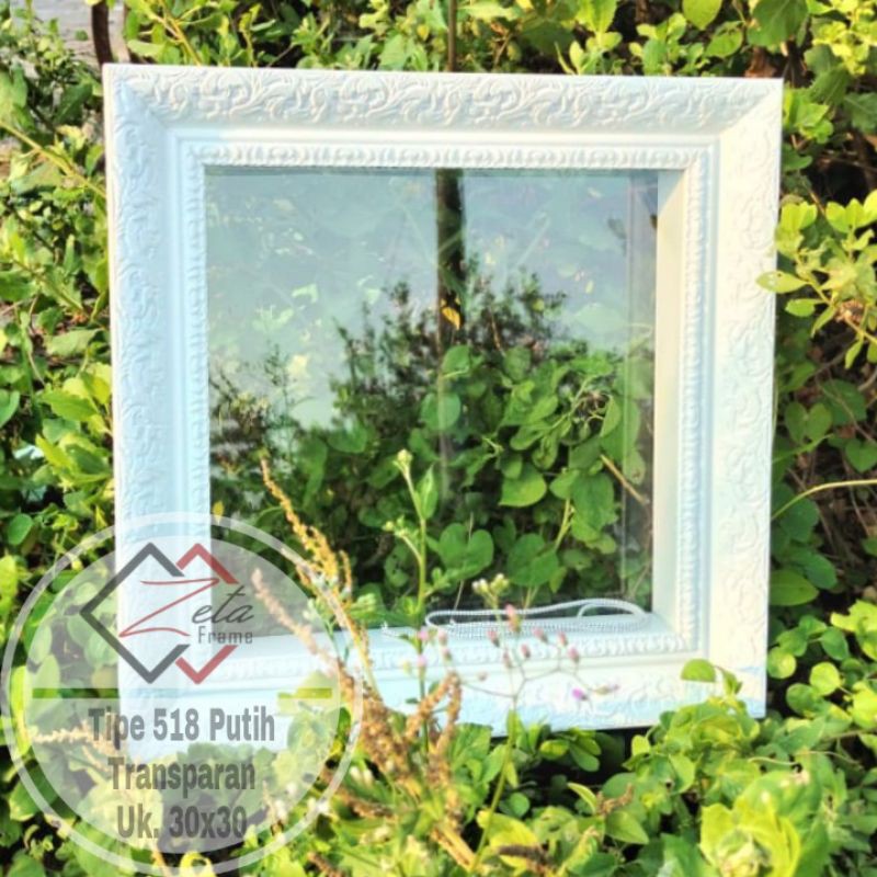 Tipe 518 Putih Transparan uk. 30x30 - Pigura Mahar Ukir Putih Transparan - Pigura 3D