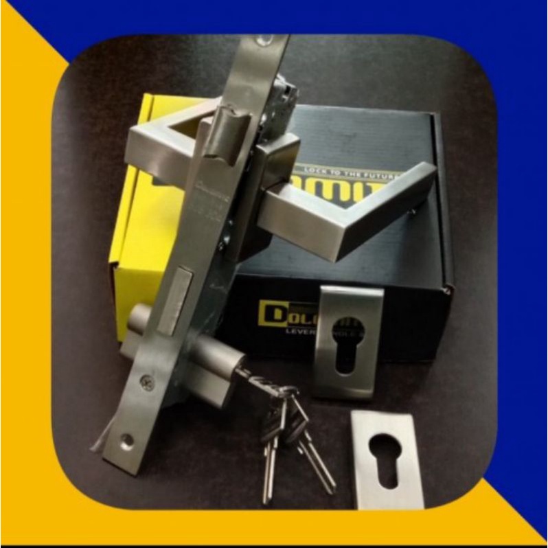 Handle/gagang/tarikan/kunci pintu aluminium Dolomite komplit set body kunci HP-2300