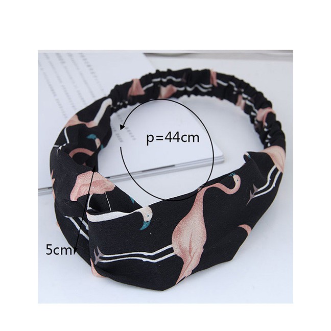 LRC Bando Sweet  Flamingo Pattern Decorated Wide Hair Band