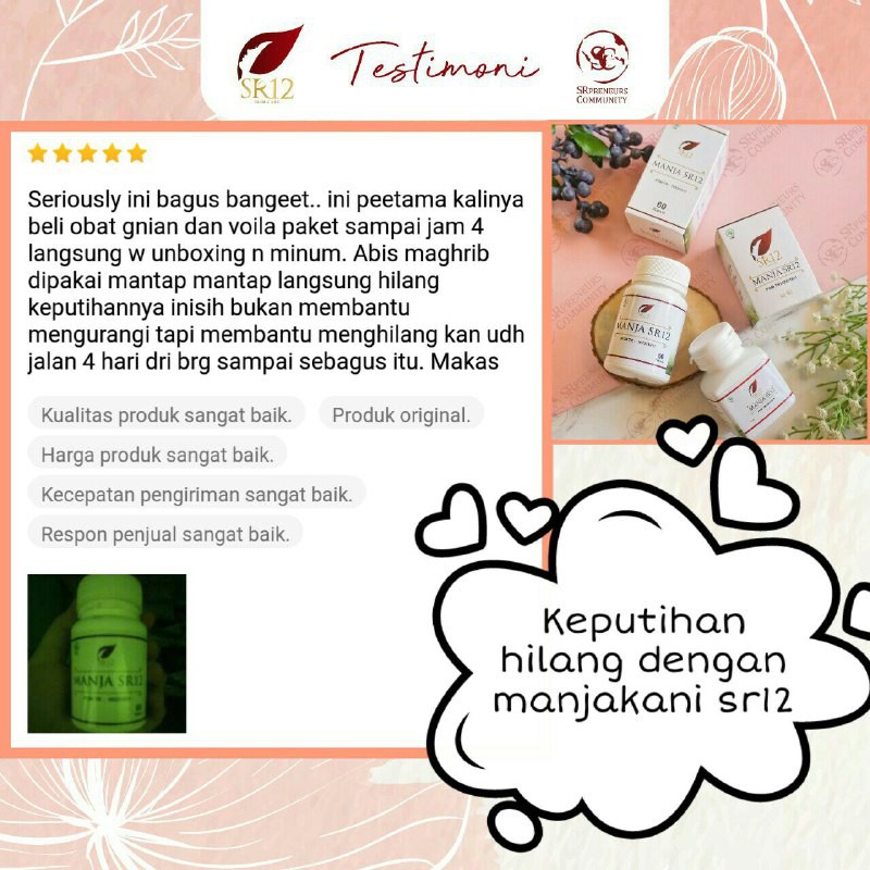 SR12 HERBAL SKINCARE MANJAKANI MERAPATKAN &amp; MENGHILANGKAN KEPUTIHAN / NYERI HAID &amp; PELANCAR HAID AMPUH / PROGRAM HAMIL / MANJAKANI ACEH HERBAL / OBAT KEPUTIHAN &amp; KISTA BPOM