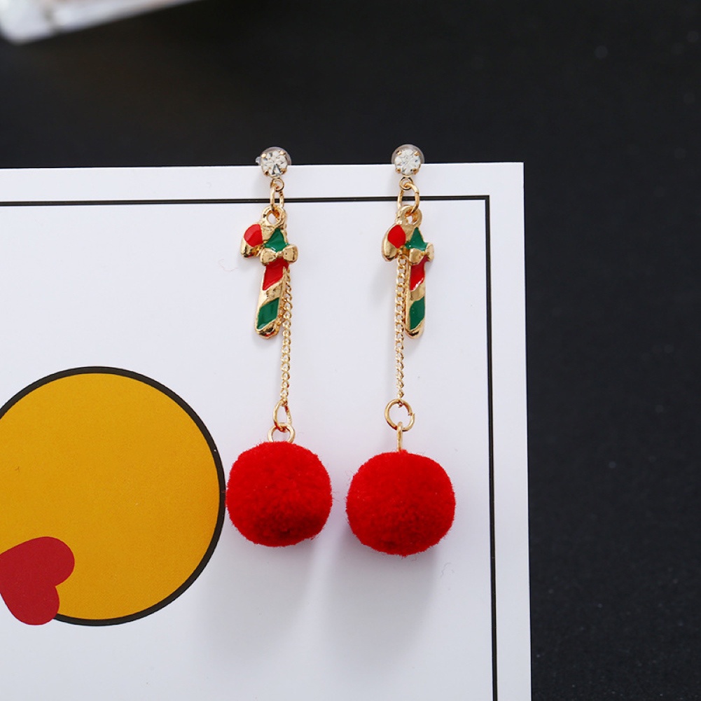 Hu Hu Hu Hu Hu Alat Bantu Pasang Kacamata♡ Anting Tusuk Gantung Desain Topi Natal Kreatif Untuk Wanita
